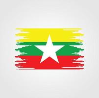 bandera de myanmar con diseño de estilo de pincel de acuarela vector