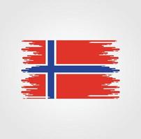 bandera de noruega con diseño de estilo de pincel de acuarela vector