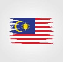 bandera de malasia con diseño de estilo de pincel de acuarela vector