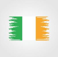 bandera de irlanda con diseño de estilo de pincel de acuarela vector