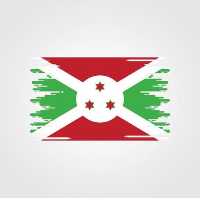 Burundi Flag With Watercolor Brush style design