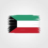 Kuwait Flag with brush style vector