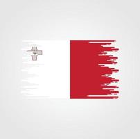 Malta Flag With Watercolor Brush style design vector