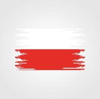 bandera de polonia con diseño de estilo de pincel de acuarela vector