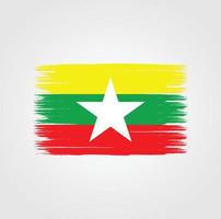 bandera de myanmar con estilo de pincel vector