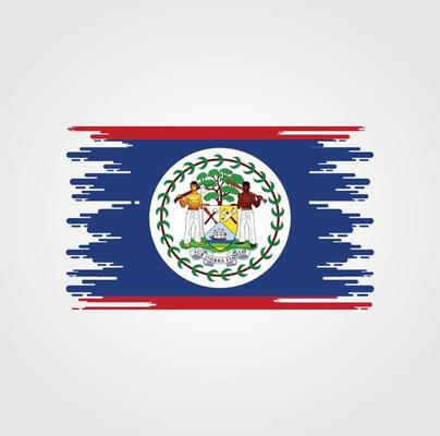 Belize Flag With Watercolor Brush style design