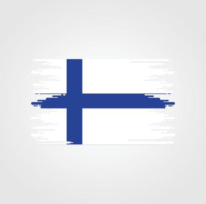 Finland Flag With Watercolor Brush style design