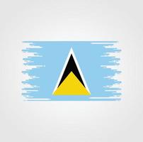 Saint Lucia Flag With Watercolor Brush style design vector