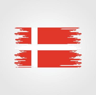 Denmark Flag With Watercolor Brush style design