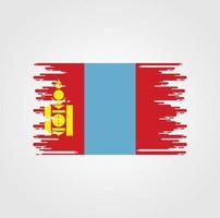 Mongolia Flag With Watercolor Brush style design vector
