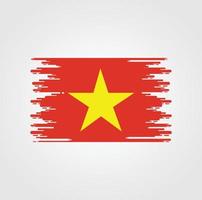 Vietnam Flag With Watercolor Brush style design vector