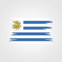bandera de uruguay con diseño de estilo de pincel de acuarela vector