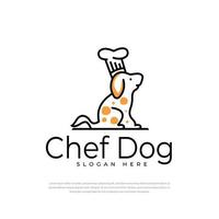 Dog food chef logo facing simple line style, icon, symbol, illustration design template vector