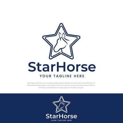 Star logo with horse modern line art design, symbol, icon, template