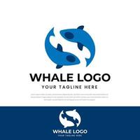 diseño de logotipo dos ballenas formando un círculo. símbolo, icono, plantilla de diseño vector