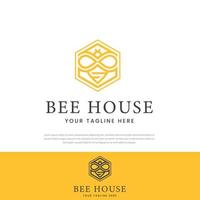 diseño moderno del logotipo de la abeja hexagonal, vector, símbolo, icono de miel fresca, logotipo plano. ilustración vectorial vector