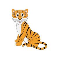 ejemplo lindo de la historieta del animal del tigre vector