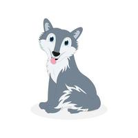 cute wolf animal cartoon illustration vector