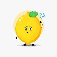 Cute lemon character confused vector