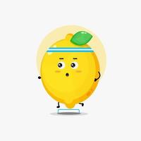 Funny lemon character running competition vector