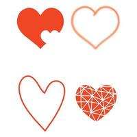 Hearts Vector Illustration Set Red