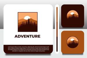 logo design template, with scenery and mountain icon, with business card design vector