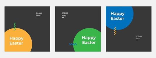 Set post banner square happy easter template. Suitable for social media feed. Vector layout