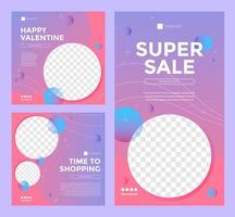online promotion bundle with feminine and cool shades of purple-pink gradation, available image space vector