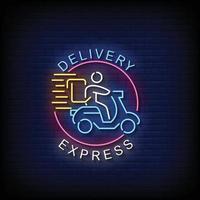 Delivery Express Neon Signs Style Text Vector