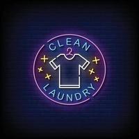 Clean Laundry Neon Signs Style Text Vector