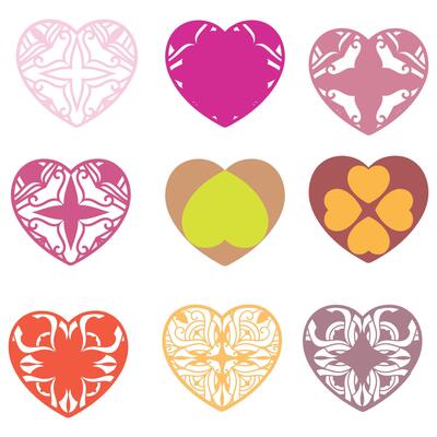 Hearts, Set of hearts icon, heart drawn hand - stock vector