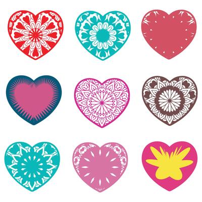 Hearts, Set of hearts icon, heart drawn hand - stock vector