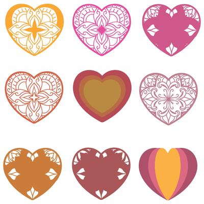 Hearts, Set of hearts icon, heart drawn hand - stock vector