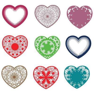 Hearts, Set of hearts icon, heart drawn hand - stock vector