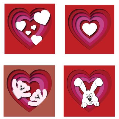 Hearts, Set of hearts icon, heart drawn hand - stock vector