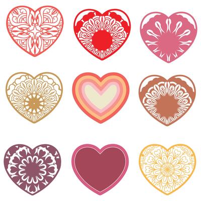 Hearts, Set of hearts icon, heart drawn hand - stock vector