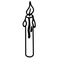 Candle hand drawing line. Outline. Isolated single candle on a white background. Doodles.Candles for holiday, wedding, Christmas, Valentine s day. Vector