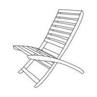 chaise longue de madera de verano dibujo a mano de contorno.imagen en blanco y negro.coloring.beach holiday.doodle style.vector ilustración vector