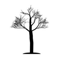 The silhouette of the tree is black without leaves. A lone tree with bare branches. Old tree.Vector vector