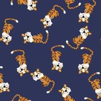 Tiger on a blue background. The pattern is seamless with the symbol of the year. Blue background. Chinese tiger vector