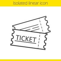 Tickets linear icon. Thin line illustration. Cinema, flight, sport event tickets. Contour symbol. Vector isolated outline drawing