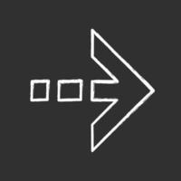 Arrow with dotted dash line chalk icon. East direction. Arrow indicating rightward. Next, forward. Navigation pointer, indicator sign. Pointing symbol. Isolated vector chalkboard illustration