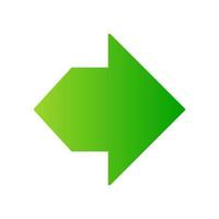 doble flecha verde diseño plano icono de color de sombra larga. flecha de navegación bidireccional. indicador de trayectoria, designador de movimiento. dirección de punta de flecha izquierda y derecha. movimiento, siguiente. ilustración de silueta vectorial vector