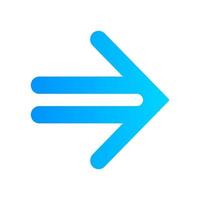 Double-lined blue arrow flat design long shadow color icon. Indicating sign, pointer button. Forward indicator. Arrowhead pointing to right direction. Navigation arrow. Vector silhouette illustration