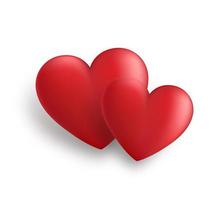 dos corazones rojos 3d aislados sobre fondo blanco. decoración para el día de san valentín. ilustración vectorial vector