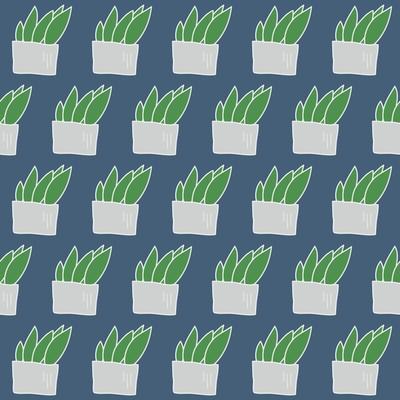 hand drawn artistic seamless pattern botanical organic plant pot floral background wallpaper vector