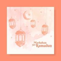 Ramadan kareem watercolor square banner template vector
