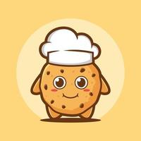 Cute Cookies wearing chef hat vector illustration, Cute Cartoon cookies.