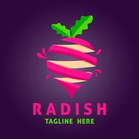Abstract radish logo template. Flat vector design for organic shop, healthy food store and cafe.