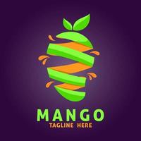 Abstract mango logo template. Flat vector design for organic shop, healthy food store and cafe.